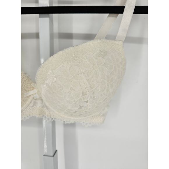 Vtg Pure Beauty by Rene Rofe Womens Sz 36DD Cream Lace Sexy Bra - Picture 2 of 4